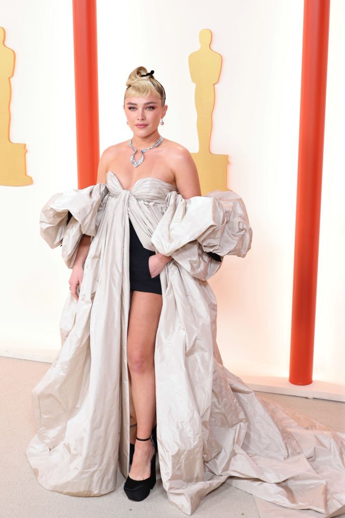 HOLLYWOOD, CALIFORNIA - MARCH 12: Florence Pugh attends the 95th Annual Academy Awards on March 12, 2023 in Hollywood, California. (Photo by Kayla Oaddams/WireImage )